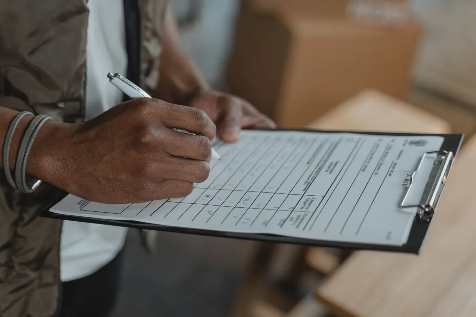 Inspector completing a written site report